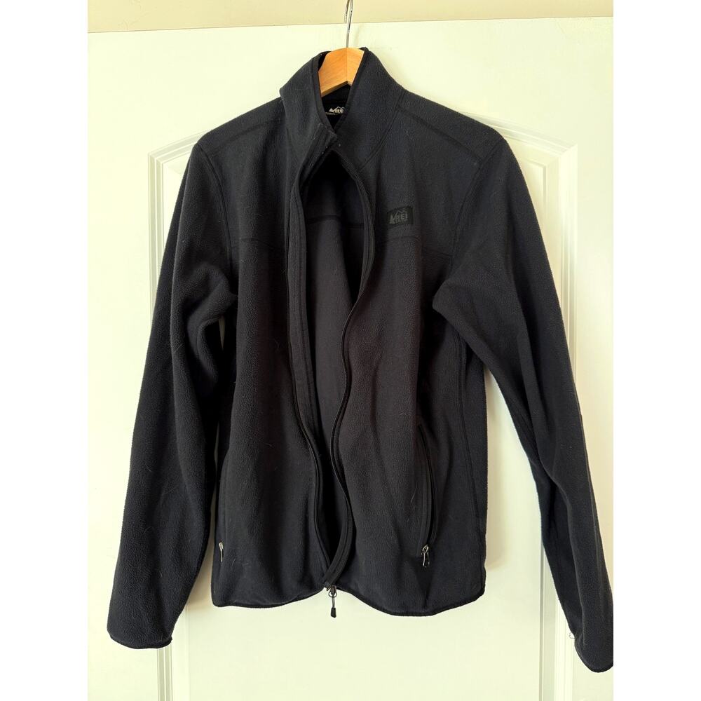REI Co-op Men’s Medium Black Full-Zip Trailmade Fleece Jacket Mock Neck Gorpcore